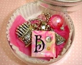 Personalized Charm Necklace - Birthday Girl Jewelry - Scrabble Initial Party Favor Birthday Cake Charm