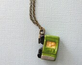Green Boxcar Train Necklace