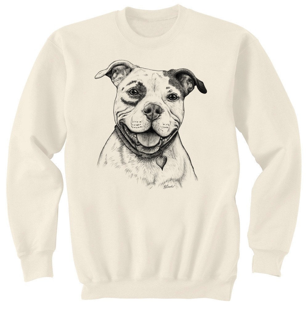 Happy Pit Bull Terrier Pittie Dog Art Sweatshirt Ultra Cotton Small - 2XL