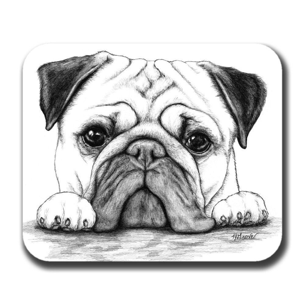 Pug on Paws Dog Art Mouse Pad