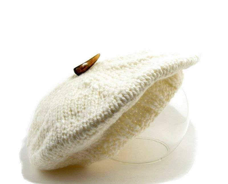 ivory tam - knitted in blend wool
