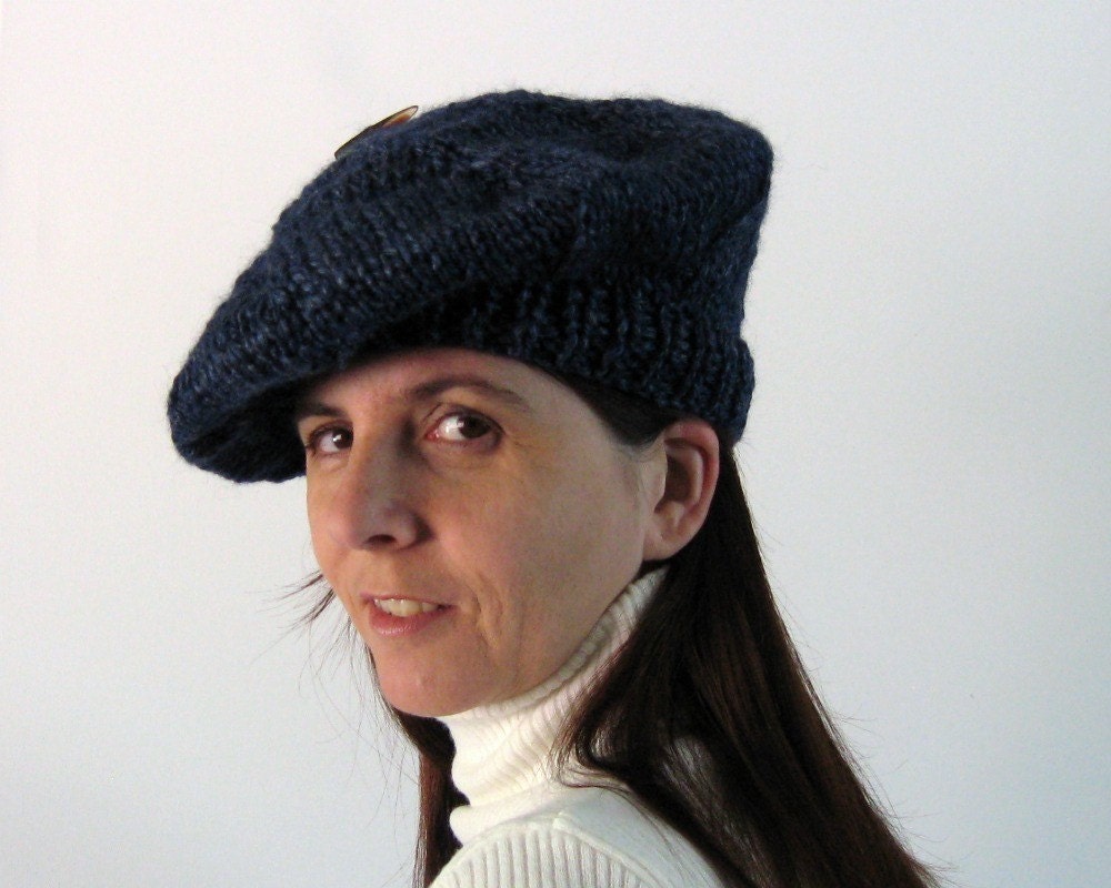 Tam - Dark Denim Blue - Handknitted in Blend Wool