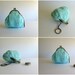 purse coin knit in robin egg blue cotton - with key chain