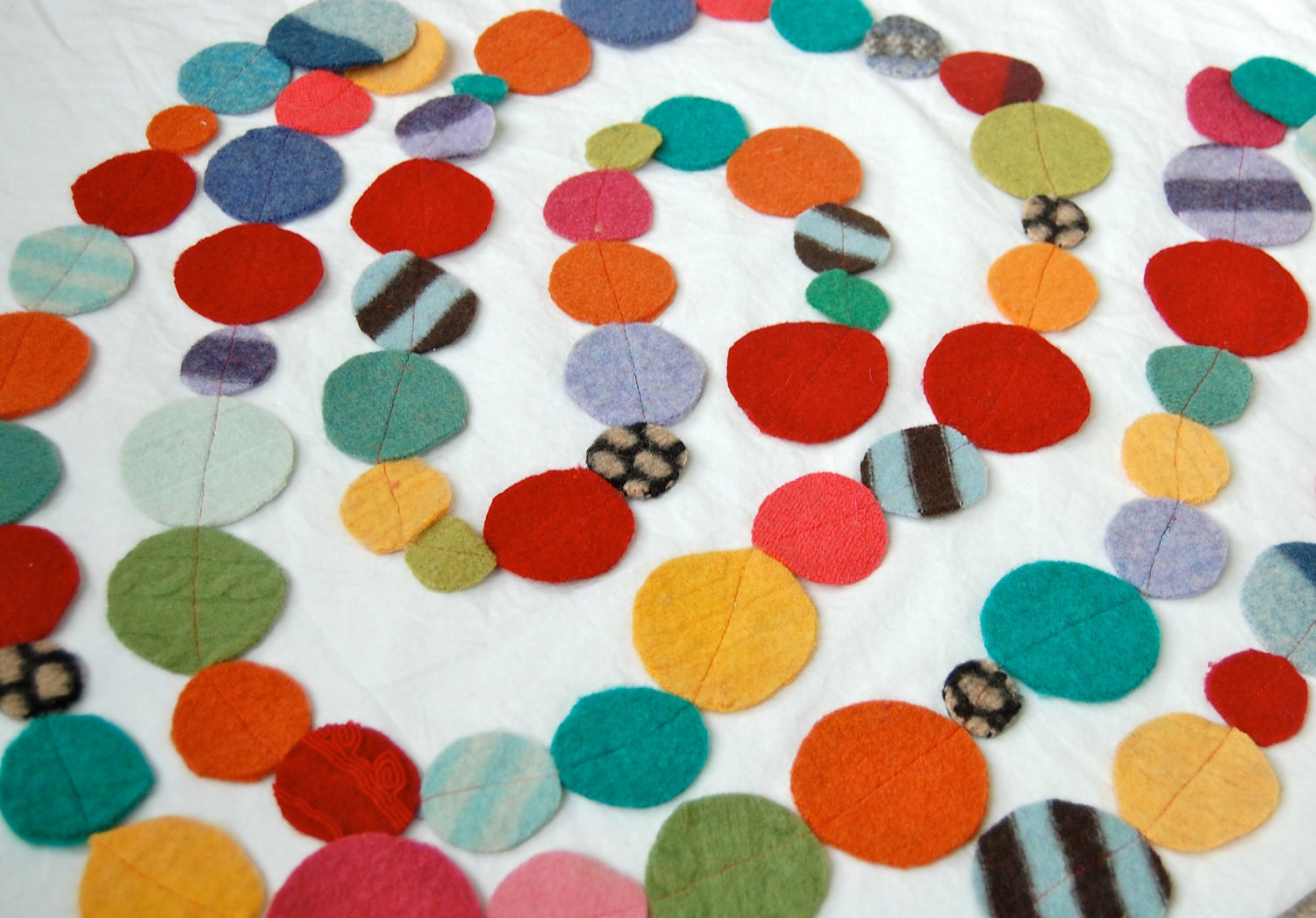 wedding party felt circle garland bright colors 10"