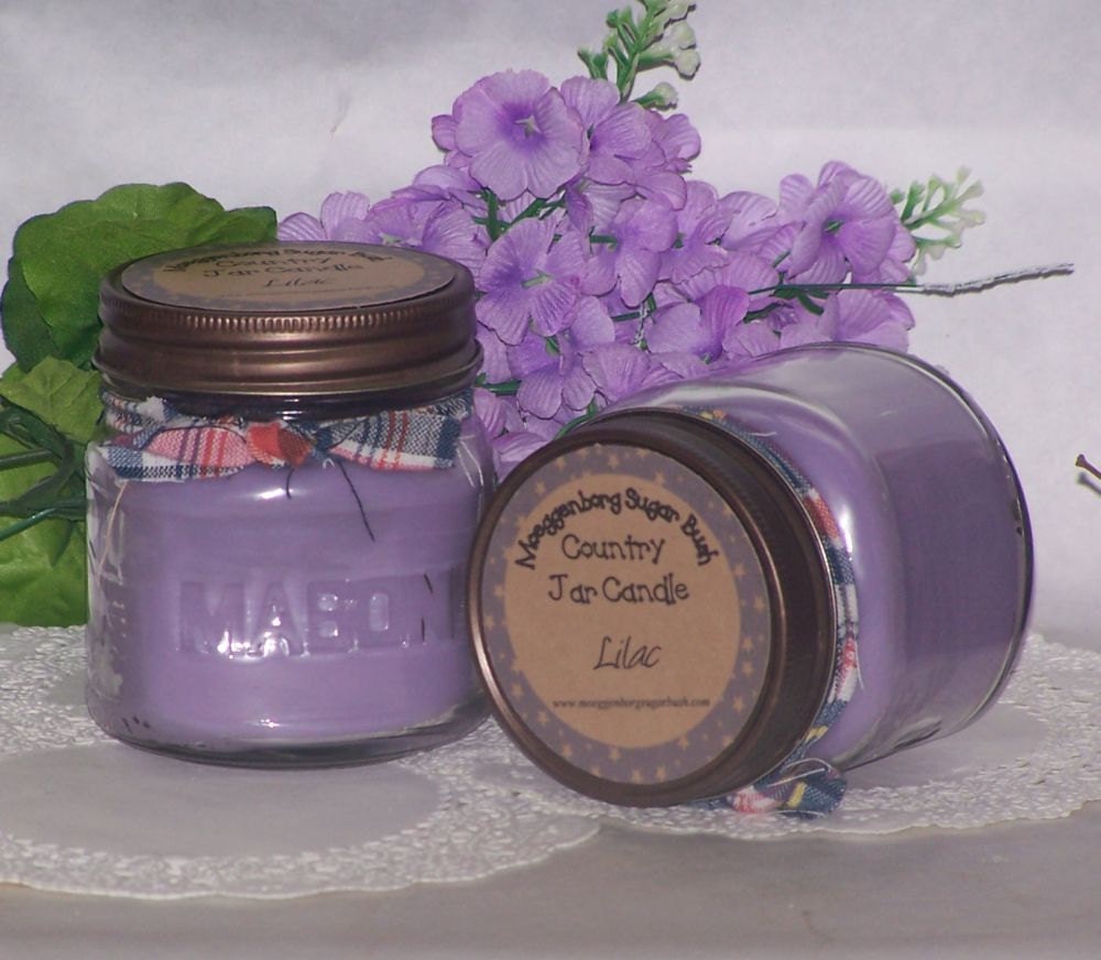 Lilac candle country jar mason