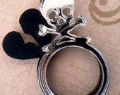 TAINTED LOVE - Layered Laser Cut Acrylic Ring -  Black Broken Heart  - Mirror Diamond