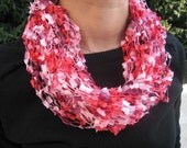 Primavera  Handknit Scarf Beautiful Tones of Rose Pink, Dusty Pink and Fucshia