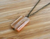 Alison - Orange Striped Agate Rectangle ad Antique Brass Necklace - OOAK Exie Collection
