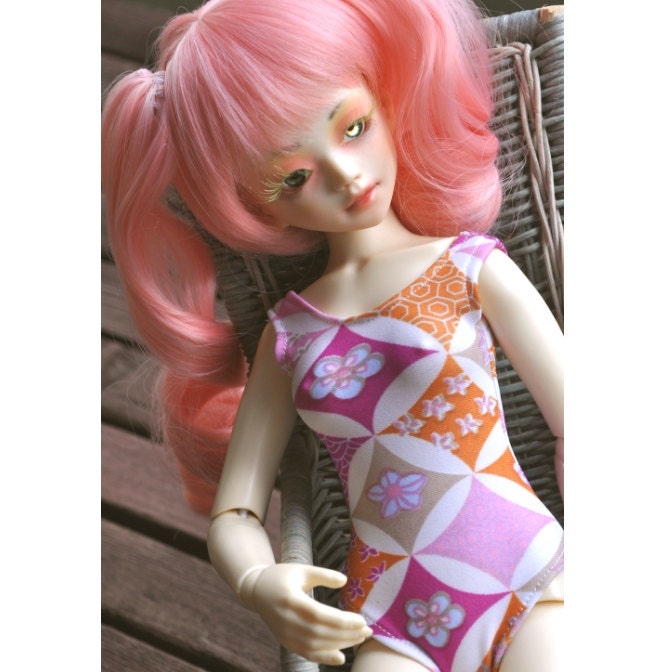 BJD Pink OR Blue Asian Print Tank Suit for MSD Dollfie Unoa Minifee