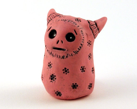 Pink Monster, Little Polymer Clay Monster, Cute Monster