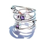 Sterling Silver 925 Ring Rings Purple Amethyst Gemstone Wedding Band Engagement Jewelry Jewellery SSR-195