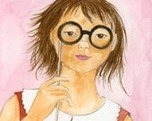 False Glasses. Original watercolor drawing. Yardia