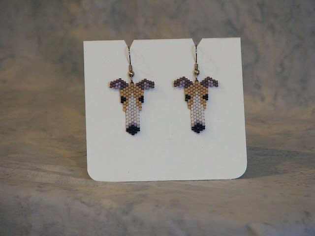 Beaded Earings of Whippet, Greyhound or Sighthound.