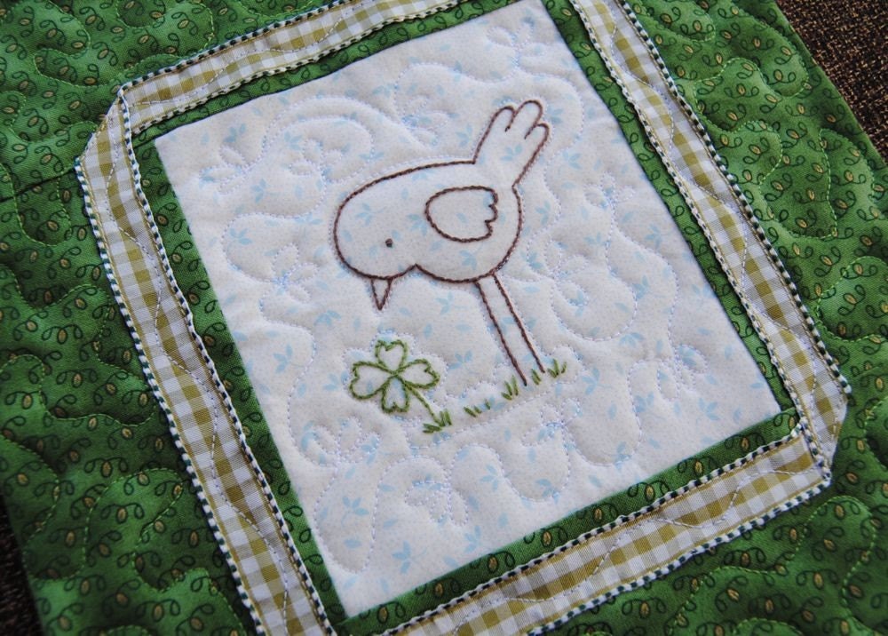 Bird with Shamrock Quilted Wall Hanging