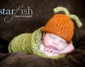 Caterpillar Hat and Cocoon - 0-3 Months -  Photography Prop - Made-to-Order