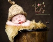 Knot-Beanie - Camel -  0-3 Months - In Stock - Ready to Ship - Cute Photo Prop