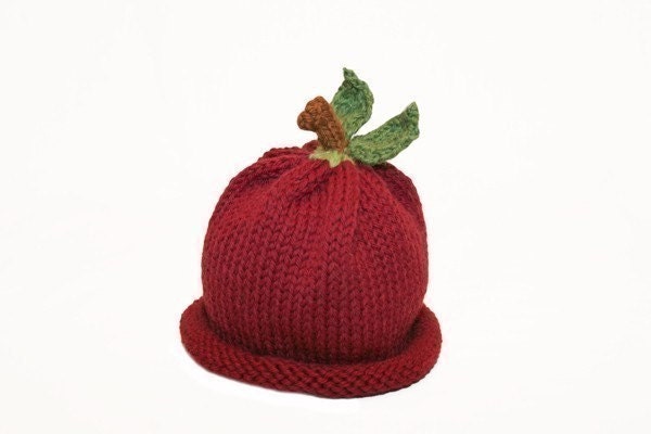 Apple Hat - Wool - Autumn- Harvest - Fall - Sz 2-4 Years - Made to Order