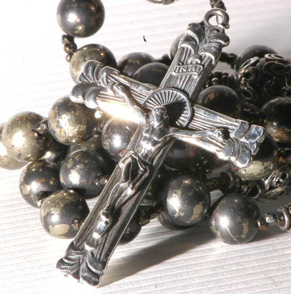 Handmade Rosary Marcasite and Sterling Silver