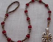 Stations of the Cross Chaplet Chinese Red  Handmade