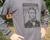 Simplify Henry David Thoreau Long-sleeve Shirt with Linocut Image