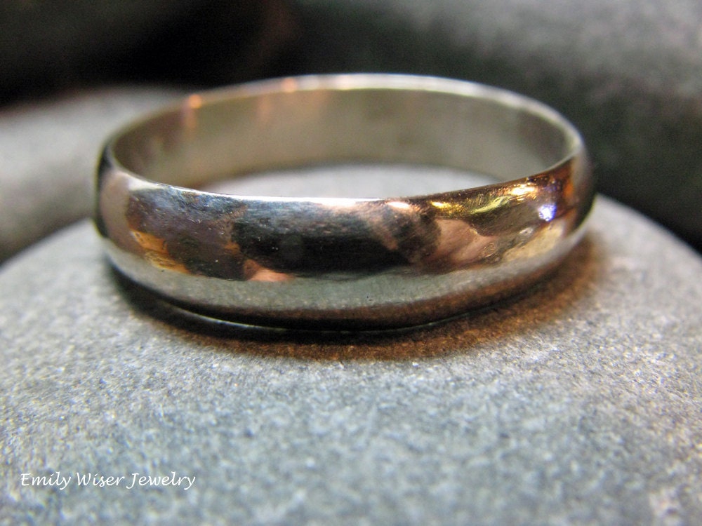 5mm 14k white gold wedding band Engraved unplated