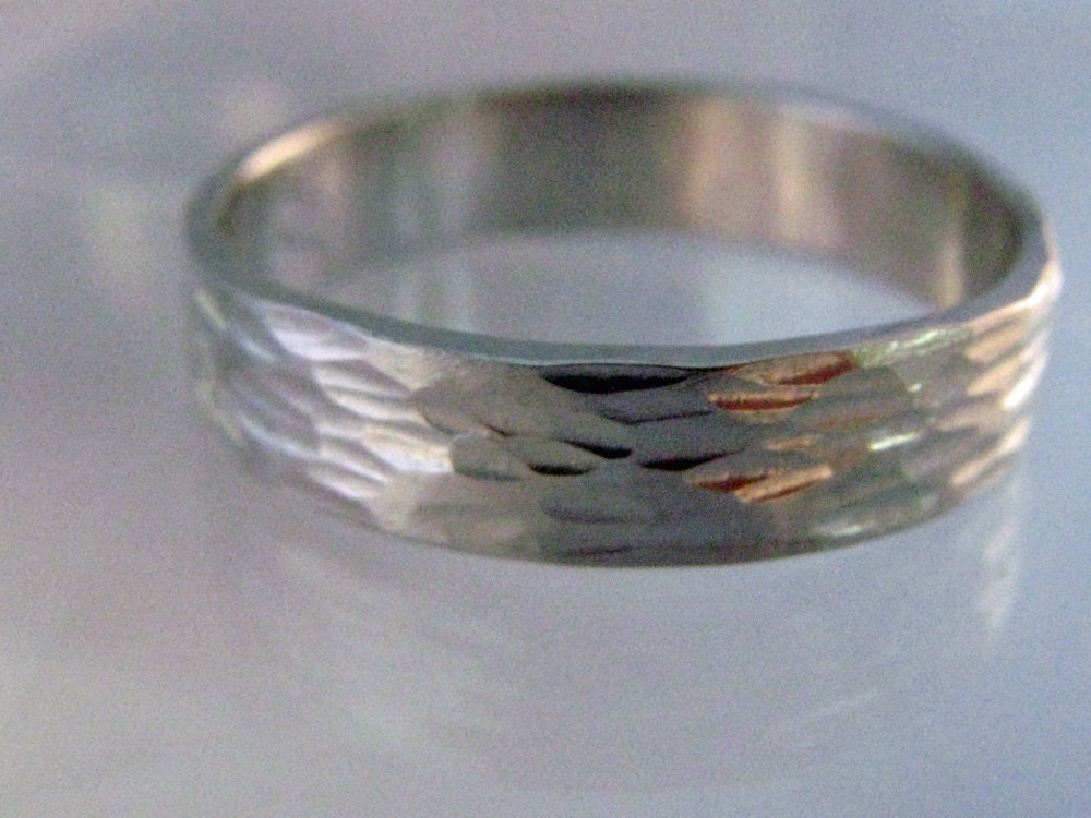 14K White Palladium Gold. Mens Wedding Band. 6mm wide. Textured.