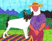 RAYMOND Dog Art fox terrier and farmer OUTSIDER/FOLK ART