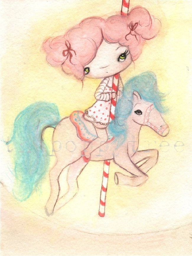 Candy Print---Cotton Candy Carousel  5 x 7