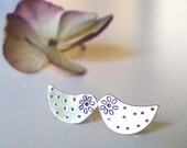 Tiny spotty bird earrings