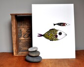 Gold fish with striped fish