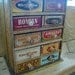 Unique 10 drawer cigar cabinet...wood thread spool pulls, PRIMITIVE