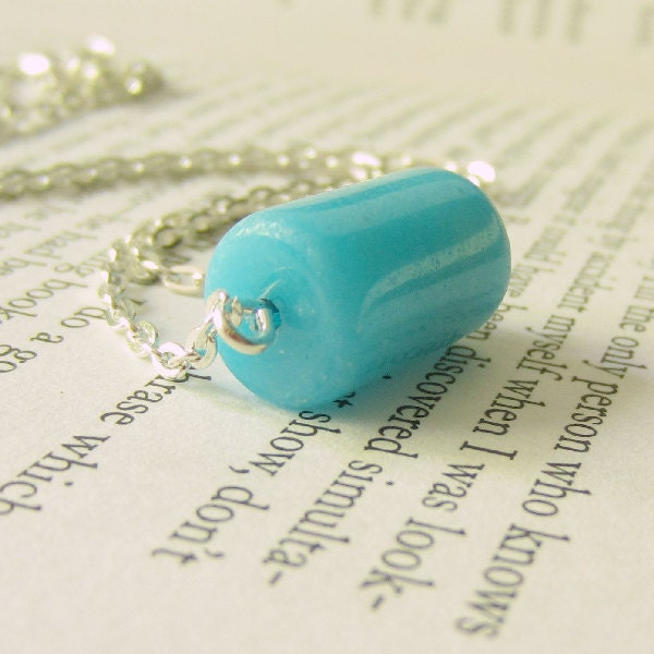 Turquoise Stone Necklace - Beaded - Silver - Sea - Ocean - Bold - Simple