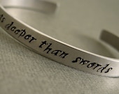 Game of Thrones Bracelet -Fear Cuts Deeper Than Swords -Hand Stamped Cuff Bracelet