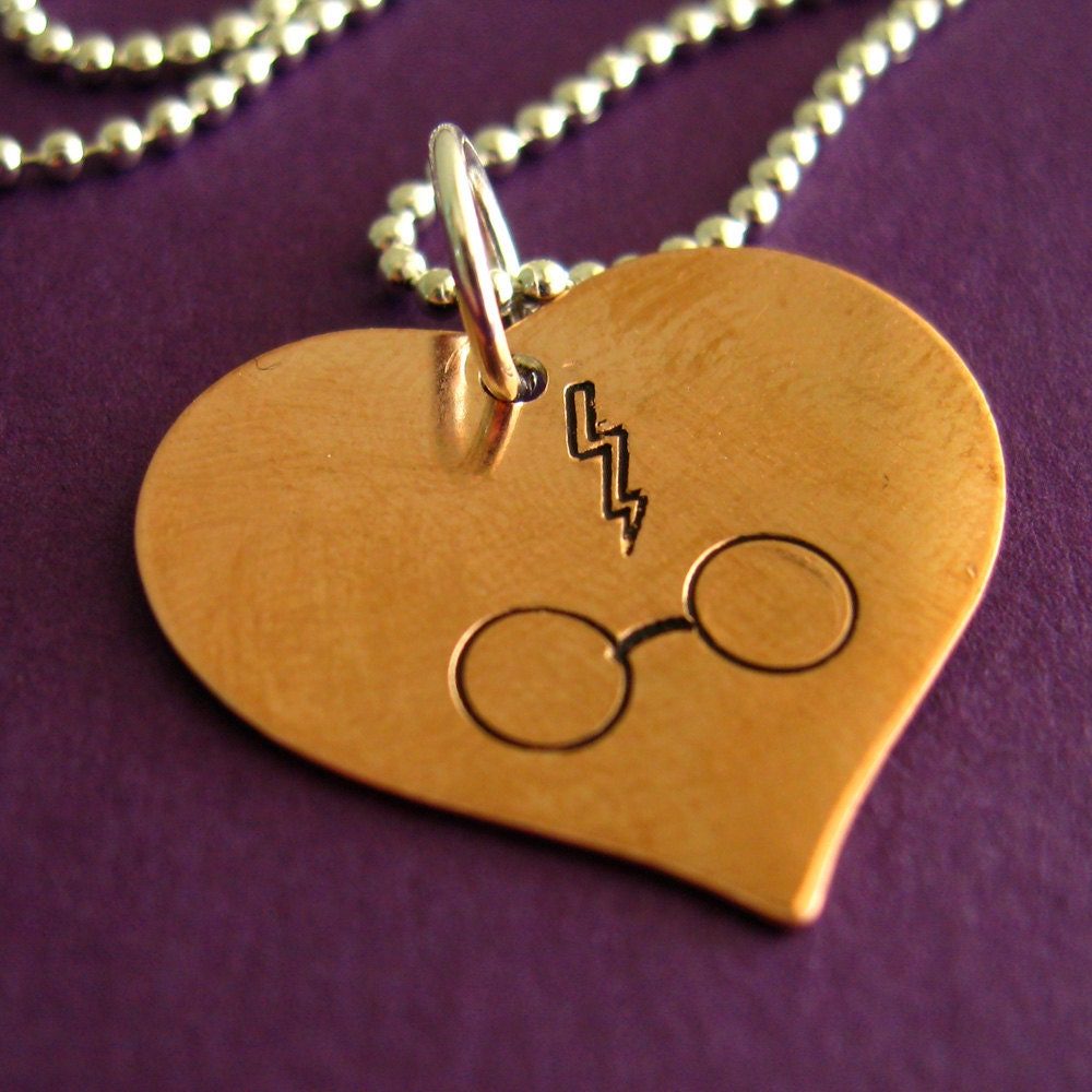 Harry Potter Necklace - I heart Harry Potter with lightning bolt scar and glasses