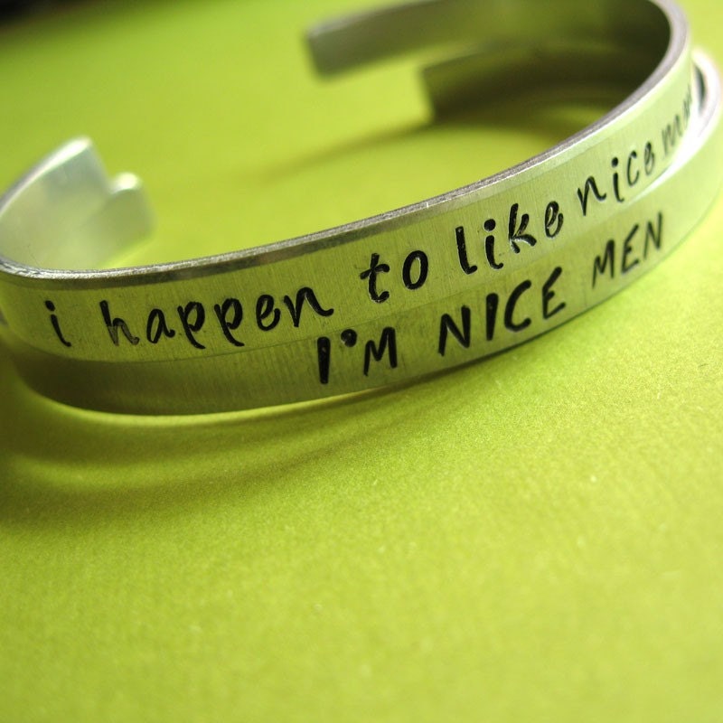 Star Wars- Han & Leia Aluminum Cuff Bracelets -I happen to like nice men