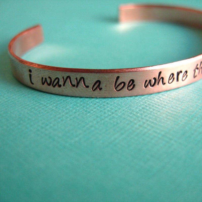 Little Mermaid Bracelet-Where the People Are- Hand Stamped Cuff Bracelet in aluminum, copper or brass