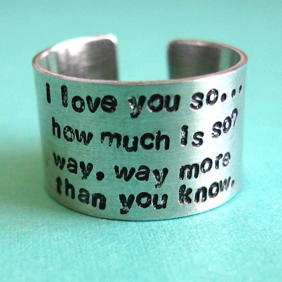 Personalized Long Quote Ring in Aluminum - Fat ring with Lots of Text