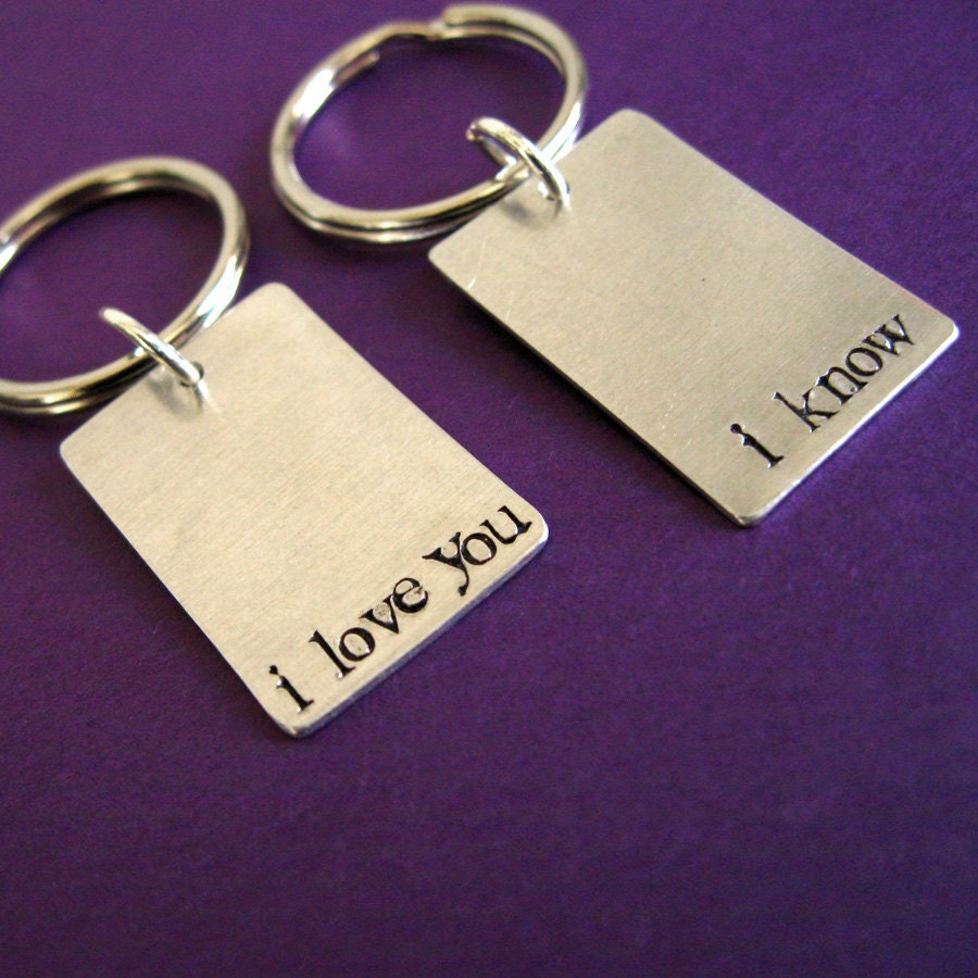 Star Wars Key chains -Han & Leia- I love you and I know- his and hers key chains -Set of 2
