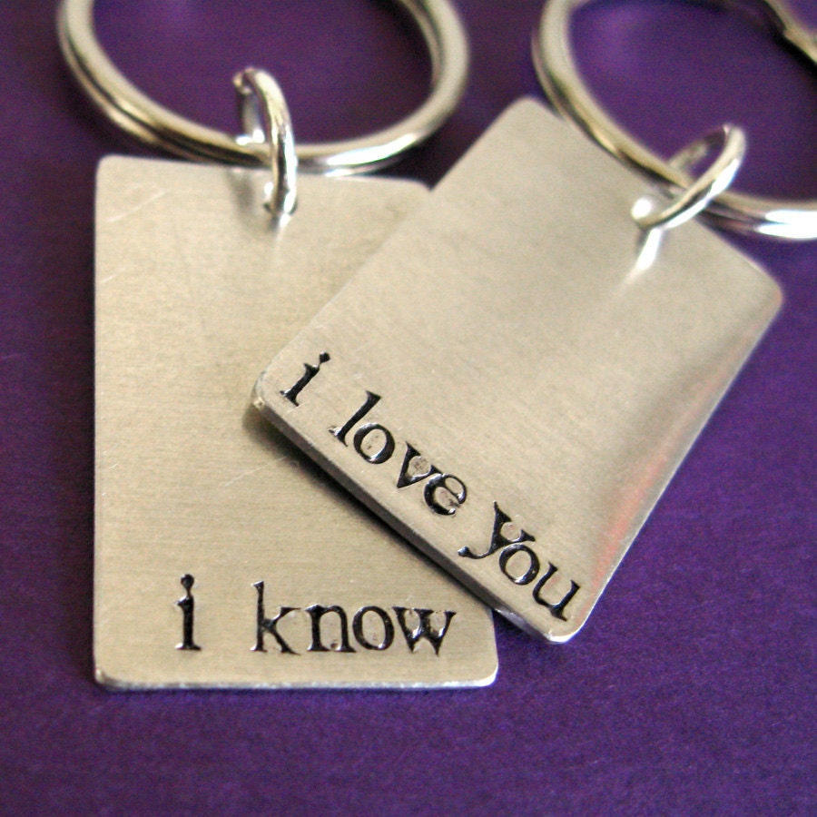 Star Wars Key chains -Han & Leia- I love you and I know- his and hers key chains -Set of 2