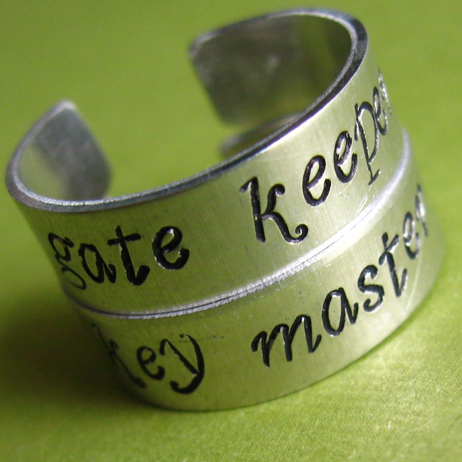 Ghostbusters Rings- Gate Keeper & Key Master - His and Hers - Pair of Adjustable Aluminum Rings