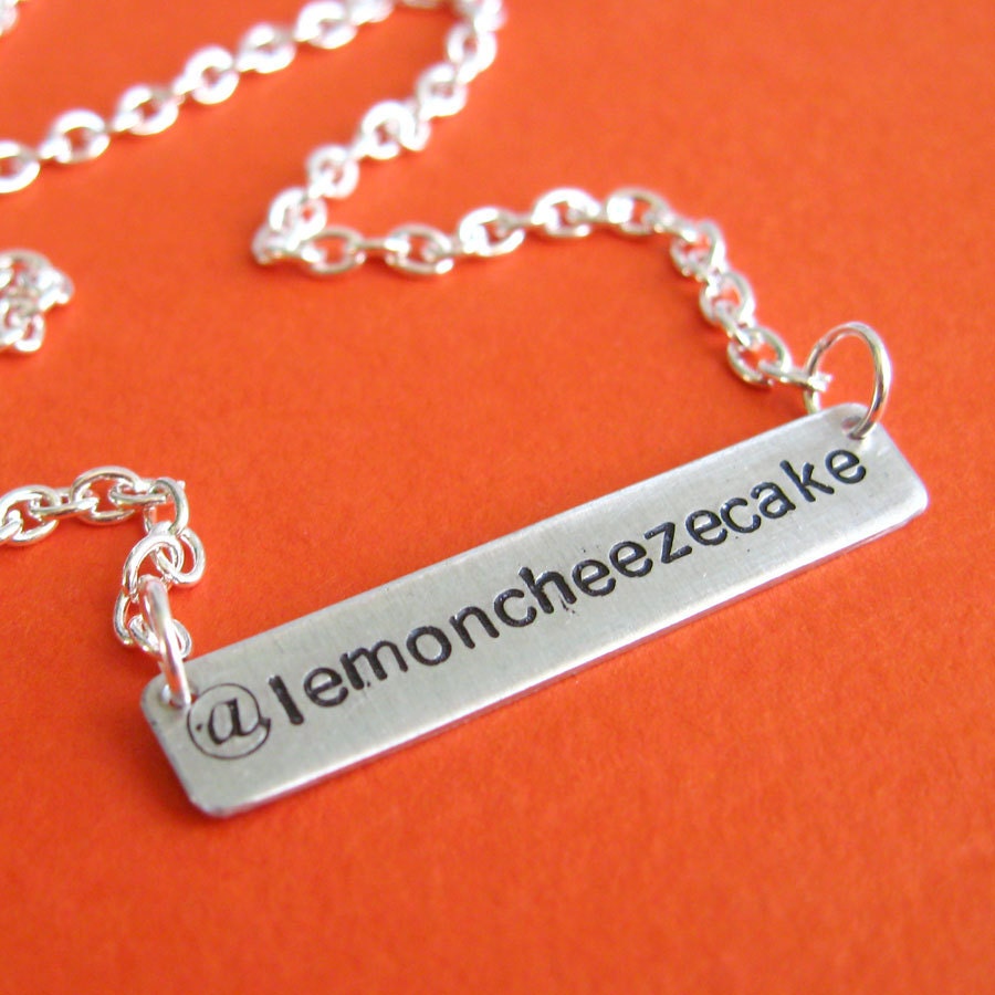 Personalized Twitter Necklace in aluminum -hand stamped