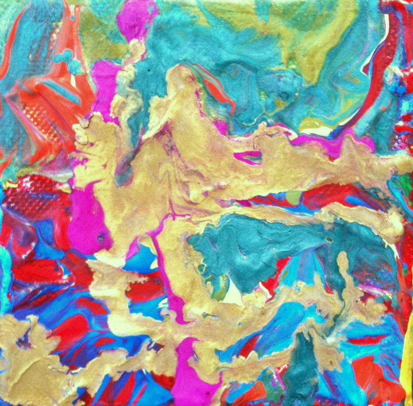 Blending thru Melting Oil Pastel Abstract 4 in. x 4 in.