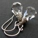 Sterling silver earrings with rustically wire wrapped large teardrop faceted clear crystal drops