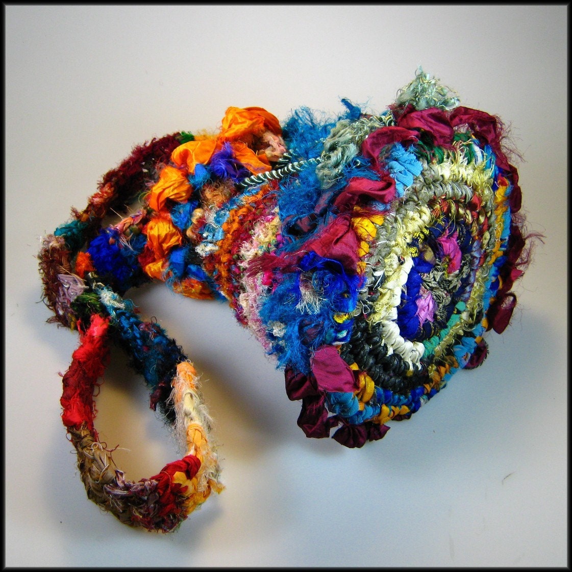 Crocheted Silk Sari Ribbon Purse