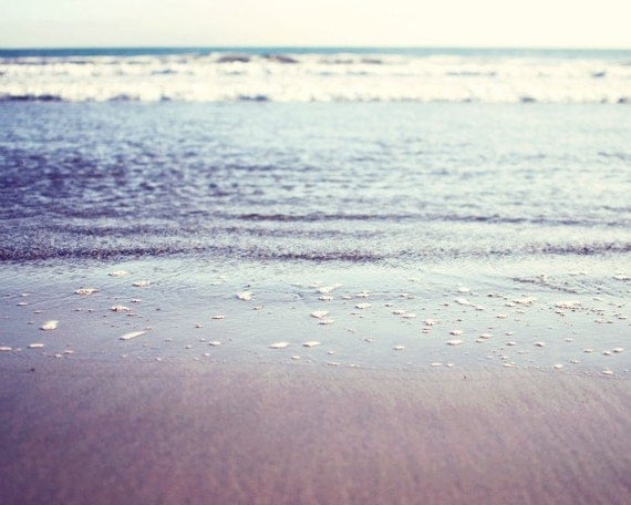 Ocean Photography -  gentle waves - water wall art - beach photography - soft mauve pale purple sea decor 8x10 print