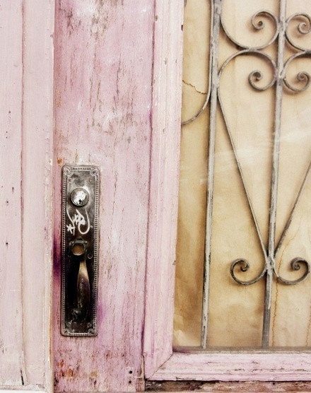 Fine art photography print  - pastel pink wall art brown spirals rust 8x10 - Pink Door