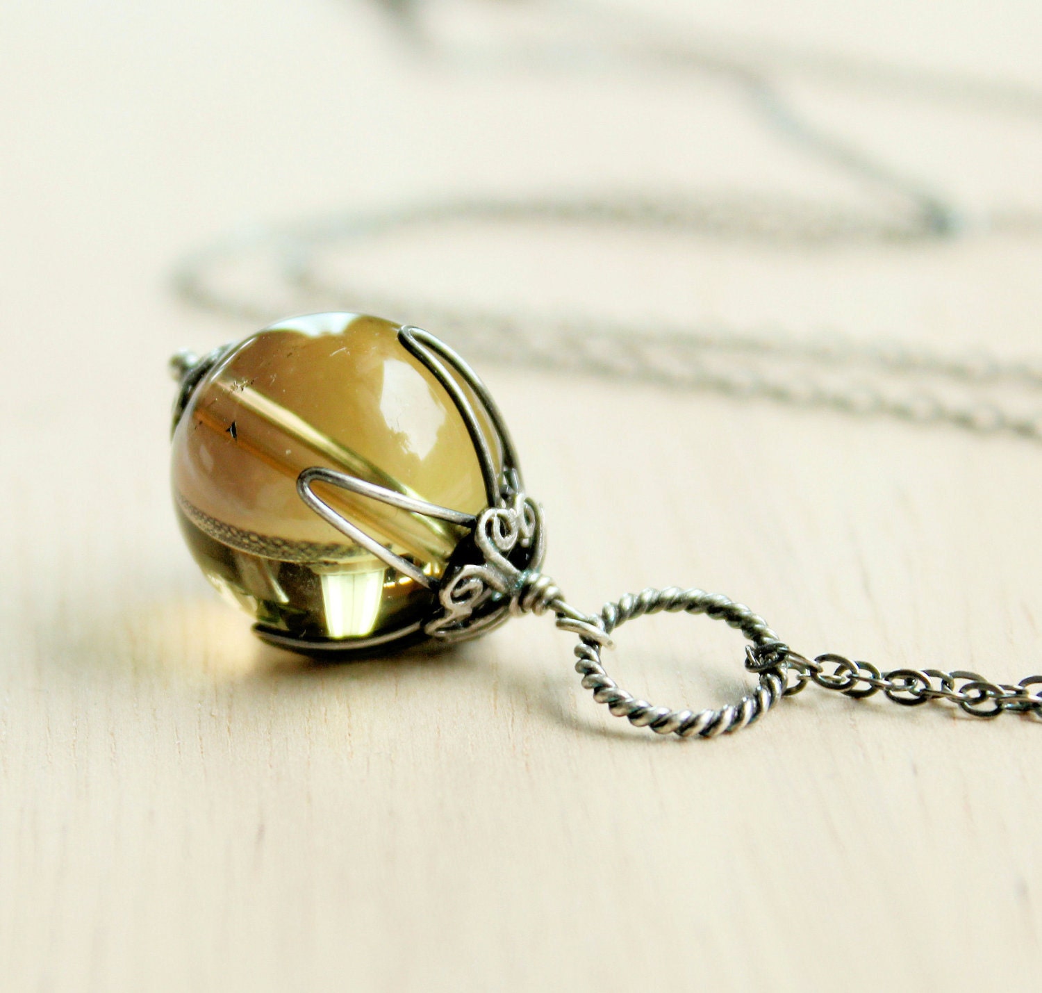 Gemstone Necklace - Smokey Quartz, Oxidized Silver, Sterling Silver, Handmade Necklace, Gemstone Jewelry