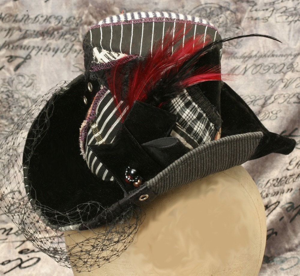 black and white pinstripe "mr bumble on crack" patchwork mini topper