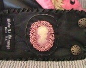 cameo beaded leather cuff