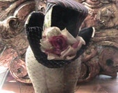 buttered cherry blossom patchwork miniature veiled tophat